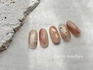 シンプルくすみ桃っぽネイル
