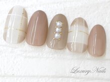 ラグジュアリーネイルズ オオミヤ(Luxury Nails Omiya)/ナチュラル*チェックネイル