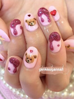 ピンクシュガーネイル(pink sugar nail)/Honey &nbsp;nail♪