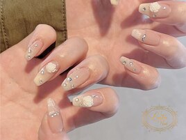 白薔薇ネイル