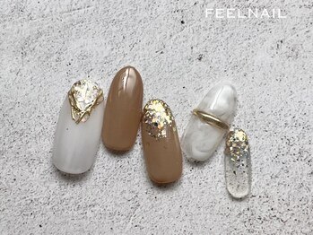 フィールネイル 天神橋店(feel nail)/ベージュ/ホワイト/ミラー/ラメ