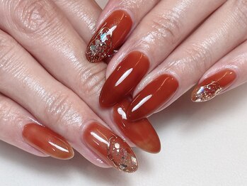 寺子屋ビューティーズ(寺子屋Beauty's)/オレンジのキラキラ夏ネイル