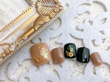 ネイルサロン&スクール ジーナ(GINA)/ベージュ×深緑