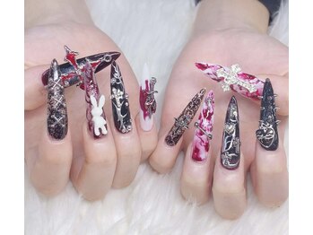 ハラ(Hara)/2XLネイル　ニュアンス　黒　赤