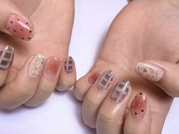 チェックネイル/ハートネイル