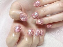 アルティノ ネイル ガーデン(altino nail garden)/ピンク×うるうるハート×ラメ