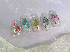 カラフルハートネイル