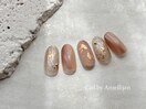 シンプルくすみ桃っぽネイル