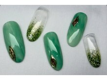 スピードネイル アンド アイ 宮交シティ店/#305 【グリーン×ラメ】