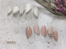 ネイルアンドアイラッシュ イビザ(IBIZA)/ストーンアート×ななめフレンチ