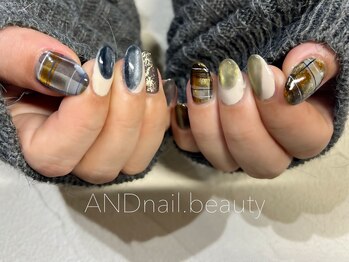 アンドネイル ビューティー(AND nail,beauty)/冬ネイル/チェック柄ネイル/藤沢