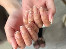 フレンチネイル＋お花
