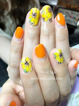 ノワール ネイルアンドスクール(Noire)/★ひまわりネイル★