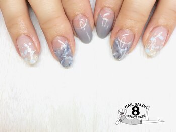 ネイルエイト 新百合ヶ丘(nail8)/くすみカラーの大理石アート