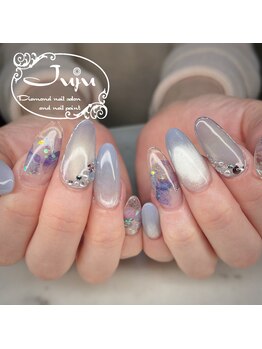 ジュジュ(Juju)/ロングネイルクリア紫陽花アート