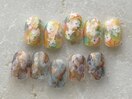 お花ネイル、滲みネイル