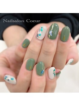 ネイルサロン クール(Nailsalon Coeur)/カーキ シェルネイル