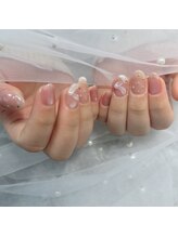 シードットネイル(Cee.nail)/レース風アート×ストーン