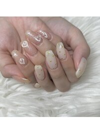 ぷっくりハートネイル　¥8000