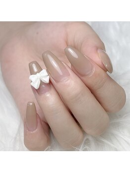 カフェラテブラウン×リボン