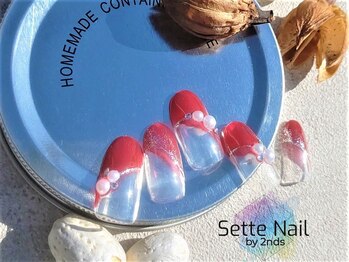 セッテネイル(Sette Nail)/上品レッドの斜めフレンチ