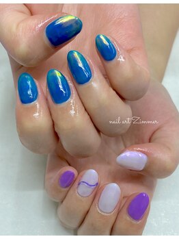ネイルアート ジマー/60minartとミラーネイル