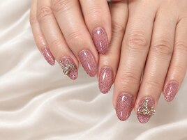 フラッシュネイル　大人ピンク