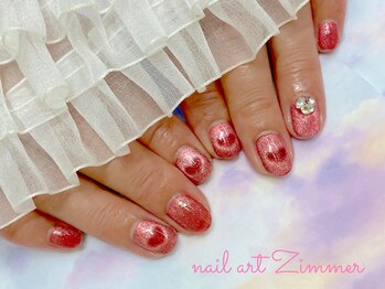 ネイルアート ジマー/6本ハートマグネット+パーツ