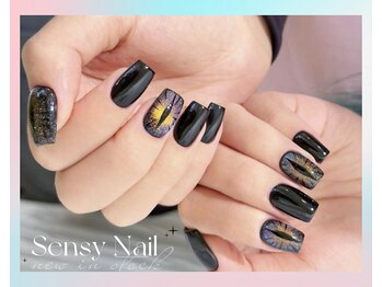 センシー ネイル スタジオ(Sensy Nail Studio)/BLACKネイル+CatEyeアート