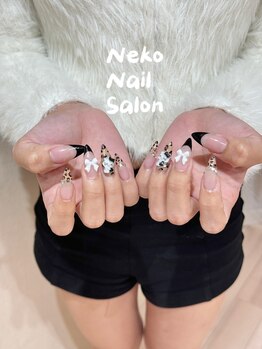 ネコ(Neko)/ヒョウ柄ネイル フレンチネイル