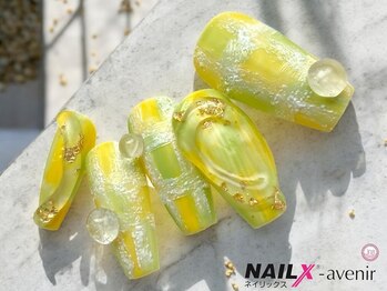 ネイリックス アヴェニール(NAILX avenir)/イエロー&グリーン チェック