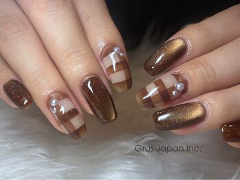 geNe 'n GRUS(ジーン アンド グルス)/チェック／マグネット／ブラウン