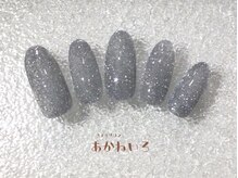 ネイルサロン あかねいろ/夏フラッシュネイル　ラメ　