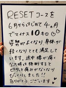 バランス整体 リスタート(Restart)/RESETコースのお客様