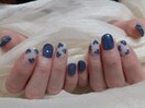 キラキラブルーネイル♪