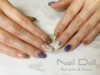 ネイルドール(Nail Doll)/大理石調×ミラー