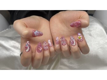 ネイル スタジオ ブルーミー(Bloomy)/ピンクマグネットネイル