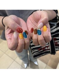 カラフル×ミラーネイル