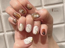 ちぐはぐカフェラテネイル￥9980