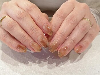 アイネイルズ 梅田店(I nails)/ブラウンニュアンスミラー