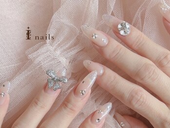 アイネイルズ 四条河原町店(I-nails)/キラキラガーリーリボンビジュー