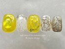 【イエロー×ゴールドネイル】