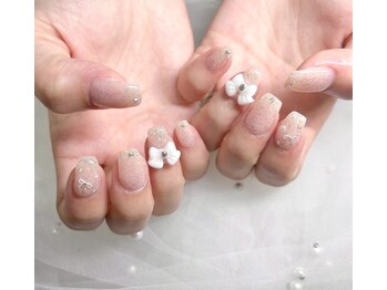 ピンクラメリボンデザイン