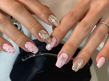 エクリュ(ecru.)/リボン＆ミラーネイル