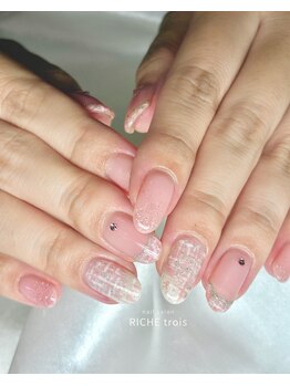 リッシュ トロワ(RICHE trois)/冬先取り!ピンクツイードネイル