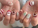 クリスマス　キラキラネイル