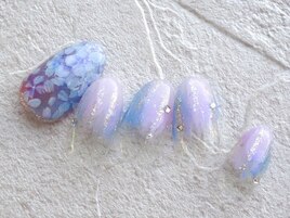 紫陽花グラデーションネイル