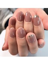 フィーノ ネイル(fino nail)/ワンカラー+ミラーフレンチ