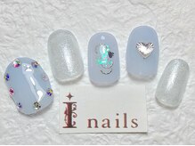 アイネイルズ 梅田店(I nails)/ブルー＆シアーラメ ¥7700