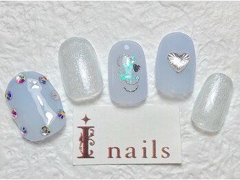 アイネイルズ 梅田店(I nails)/ブルー＆シアーラメ ¥7700